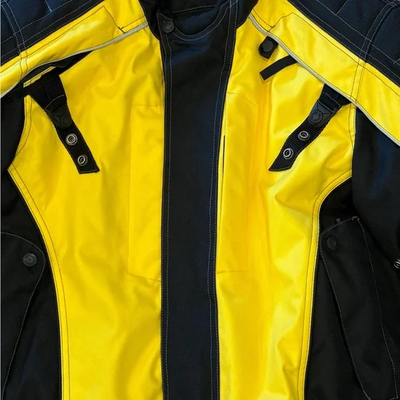 Tourmaster Men’s Black And Yellow Motorcycle Jacket Size S Multiple Pockets - Picture 1 of 7